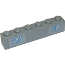 LEGO Gris pierre moyen Brique 1 x 6 avec 'GAS', 'OIL' Autocollant (3009)