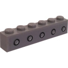 LEGO Gris pierre moyen Brique 1 x 6 avec Portholes Autocollant (3009)