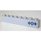 LEGO Medium Stone Gray Brick 1 x 8 with Dark Blue Logo Train - Right Side Sticker (3008)
