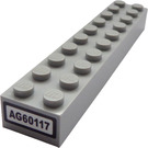 LEGO Gris pierre moyen Brique 2 x 10 avec "AG60117" Autocollant (3006)