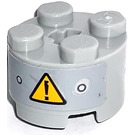 LEGO Medium Stone Gray Brick 2 x 2 Round with Caution Sign Sticker (3941)