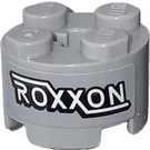 LEGO Medium Stone Gray Brick 2 x 2 Round with ‘ROXXON’ Logo Sticker (3941)