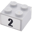 LEGO Mittleres Steingrau Backstein 2 x 2 mit Number "2" Aufkleber (3003)