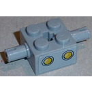 LEGO Medium Stone Gray Brick 2 x 2 with Pins and Axlehole with 2 Yellow Circles Sticker (30000)