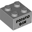 LEGO Grigio pietra medio Mattoncino 2 x 2 con Potato Bin Print (3003 / 60337)