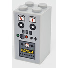 LEGO Medium Stone Gray Brick 2 x 2 x 3 with Buttons, Gauges and Panel with Computer Readout Sticker (30145)