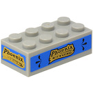 LEGO Mittleres Steingrau Backstein 2 x 4 mit Phoenix Club Aufkleber (3001)