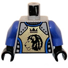 LEGO Gris pierre moyen Castle Torse avec Gold Breastplate avec Noir Lionshead et couronner avec Royal Bleu Bras et Noir Mains (973)
