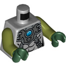 LEGO Medium steengrijs Cragger, Plat Zilver Pantser No Cape Minifiguur Torso (973 / 76382)