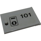 LEGO Medium Stone Gray Cupboard 2 x 3 x 2 Door with '101', Keyhole Sticker (4533)