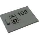 LEGO Medium Stone Gray Cupboard 2 x 3 x 2 Door with '102', Keyhole Sticker (4533)