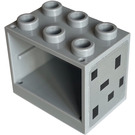 LEGO Medium Stone Gray Cupboard 2 x 3 x 2 with 6 Black Rectangles (Left) Sticker with Recessed Studs (92410)