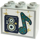 LEGO Medium Steengrijs Kast 2 x 3 x 2 met Note, Speaker Sticker met verzonken noppen (92410)