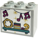 LEGO Medium Stone Gray Cupboard 2 x 3 x 2 with Notes, Shelf, Tambourine Sticker with Recessed Studs (92410)