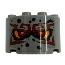 LEGO Mittleres Steingrau Zylinder 2 x 4 x 2 Hälfte mit Stone Gesicht mit Rote Augen und Dark Orange Eyebrows Aufkleber (24593)