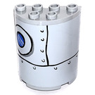 LEGO Medium Stone Gray Cylinder 2 x 4 x 4 Half with Bull Eye and Rivets Sticker (6218)