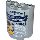 LEGO Medium Stone Gray Cylinder 2 x 4 x 4 Half with Gringotts Multiply Your Fortune with a Junior Wizard Savings Account Sticker (6218)