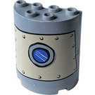 LEGO Medium Stone Gray Cylinder 2 x 4 x 4 Half with Metal Plate and Porthole Sticker (6218)
