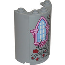 LEGO Medium Stone Gray Cylinder 2 x 4 x 5 Half with Window and Roses Sticker (35312)