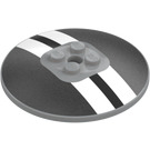 LEGO Medium Stone Gray Dish 6 x 6 with Black and White Stripes (Solid Studs) (21599)