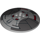 LEGO Medium Stone Gray Dish 8 x 8 with Sith Infiltrator Red Sections (3961 / 23010)