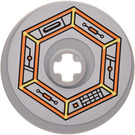 LEGO Mittleres Steingrau Disk 3 x 3 mit Circuitry Aufkleber (2723)
