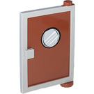 LEGO Medium Stone Gray Door 1 x 4 x 5 Right with Reddish Brown Glass with Porthole Sticker (73194)