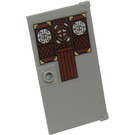LEGO Medium Stone Gray Door 1 x 4 x 6 with Stud Handle with Cut-out Wood Panels with Asian Designs Sticker (35290)