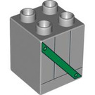 LEGO Medium Stone Gray Duplo Brick 2 x 2 x 2 with Green Truss (31110 / 54700)