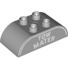 LEGO Mittleres Steingrau Duplo Backstein 2 x 4 mit Gebogen Sides mit "Tow Mater" (68477 / 98223)