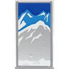 LEGO Medium Steengrijs Glas for Venster 1 x 4 x 6 met Mountain Sight Sticker (6202)