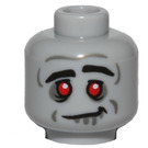 LEGO Medium Stengrå Huvud med Zombie Röda ögon och Crooked Smile (Infälld solid knopp) (3626)