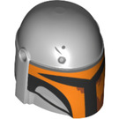 LEGO Medium Stone Gray Helmet with Sides Holes with Mandalorian Tribe Warrior Orange (66440 / 87610)