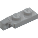 LEGO Medium steingrå Hengsel Plate 1 x 2 Låsende med Single Finger på Ende Vertikal med Bunnrille (44301)