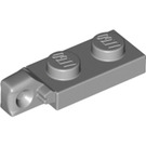LEGO Medium Stone Gray Hinge Plate 1 x 2 Locking with Single Finger on End Vertical with Bottom Groove (44301 / 49715)
