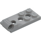 LEGO Mittleres Steingrau Scharnier Platte Unterseite 2 x 4 mit 4 Noppen und 3 Pin-Löchern (98285)