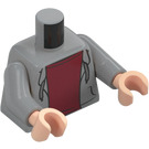 LEGO Medium Stone Gray Hoodie Torso with Dark Red Shirt and Light Flesh Hands (973 / 76382)