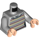 LEGO Mittleres Steingrau Horizontal Striped Pullover Torso over Weiß Hemd (973 / 76382)