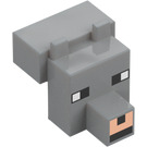 LEGO Medium Stone Gray Minecraft Animal Head with Untamed Wolf Pattern (20308 / 67030)