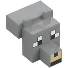 LEGO Medium steengrijs Minecraft Dier Hoofd met Wolf Gezicht (20308 / 106293)