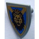 LEGO Medium Stone Gray Minifig Shield Triangular with Lion Head Sticker (3846)