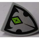 LEGO Medium Steengrijs Minifig Schild Driehoekig met Zilver Insignia en Lime Diamant Sticker (3846)