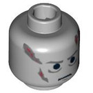 LEGO Medium Stone Gray Minifigure Head with Multiple Gray and Red Scars (Safety Stud) (3626 / 52342)