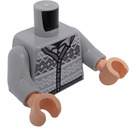 LEGO Mittleres Steingrau Neville Longbottom mit Grau Cardigan und Sand Blau Beine Minifigur Torso (973 / 76382)