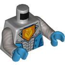 LEGO Mittleres Steingrau Nexo Knights Royal Soldier Torso mit Gelb Lion und Krone mit Eben Silber Arme und Dark Azure Hände (973 / 76382)