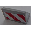 LEGO Medium Stone Gray Panel 1 x 2 x 1 with Red and White Danger Stripes right Sticker with Rounded Corners (4865)