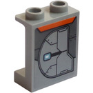 LEGO Medium Stone Gray Panel 1 x 2 x 2 with Armor Plate (Left) Sticker with Side Supports, Hollow Studs (6268)