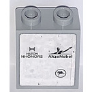 LEGO Medium Stone Gray Panel 1 x 2 x 2 with Hilton HHONORS and AkzoNobel Sticker with Side Supports, Hollow Studs (6268)