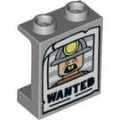 LEGO Medium Steengrijs Paneel 1 x 2 x 2 met Wanted Poster met zijsteunen, holle noppen (6268 / 38138)