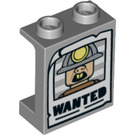 LEGO Gris Pierre Moyen Panneau 1 x 2 x 2 avec Wanted Poster avec supports latéraux, tenons creux (6268 / 38138)